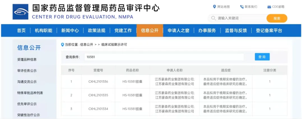 乐天堂FUN88药业1类新药HS-10381胶囊获批临床